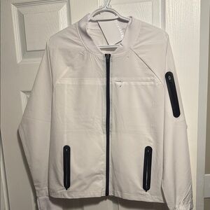 Fabletics unisex White Jacket with Black Zippers